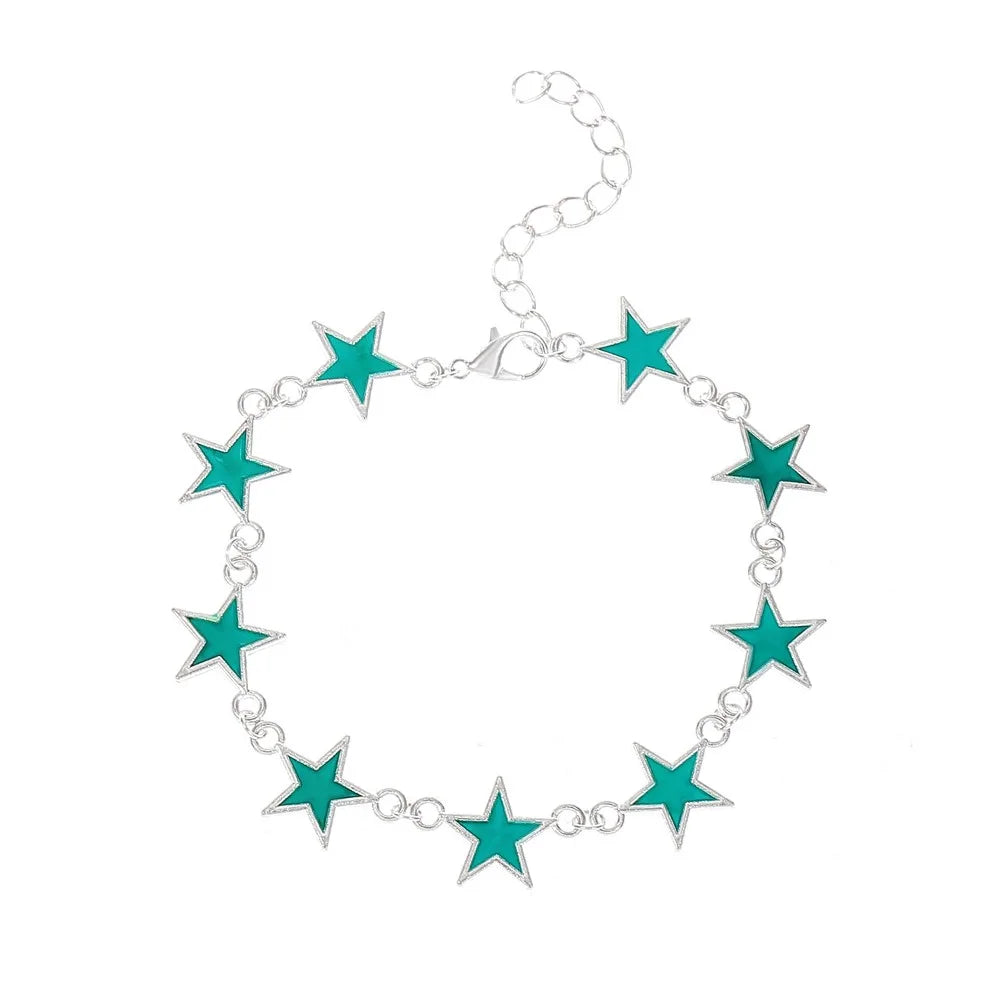 Fashion Star Flower Heart Fluorescent Luminous Glowing Bangle Glow In The Dark Bracelets for Women Men Halloween Gift