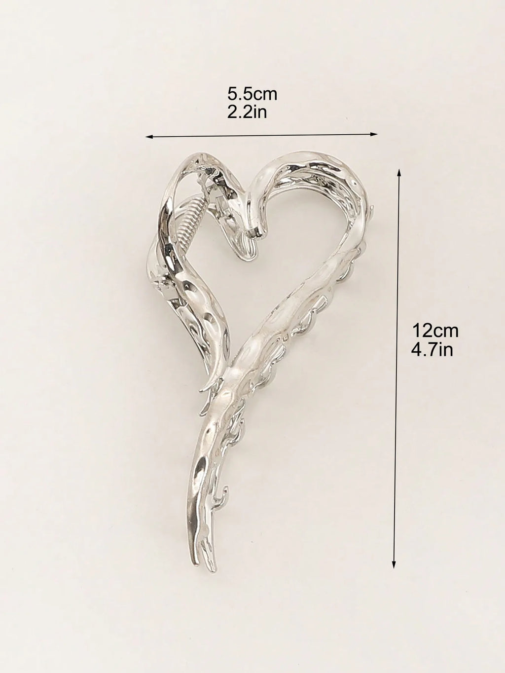 1Pcs Sliver Heart Hair Claw Clips