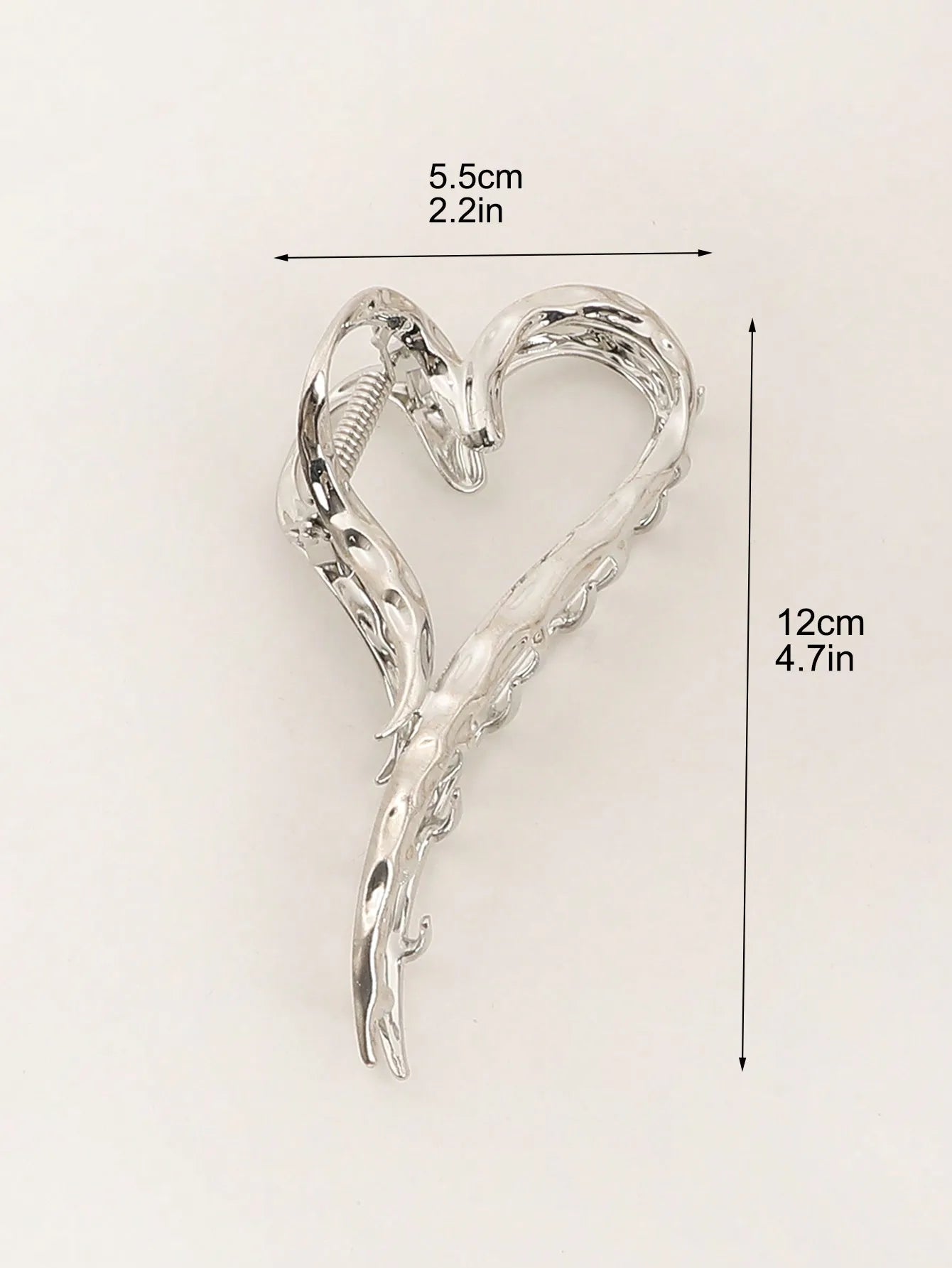 1Pcs Sliver Heart Hair Claw Clips