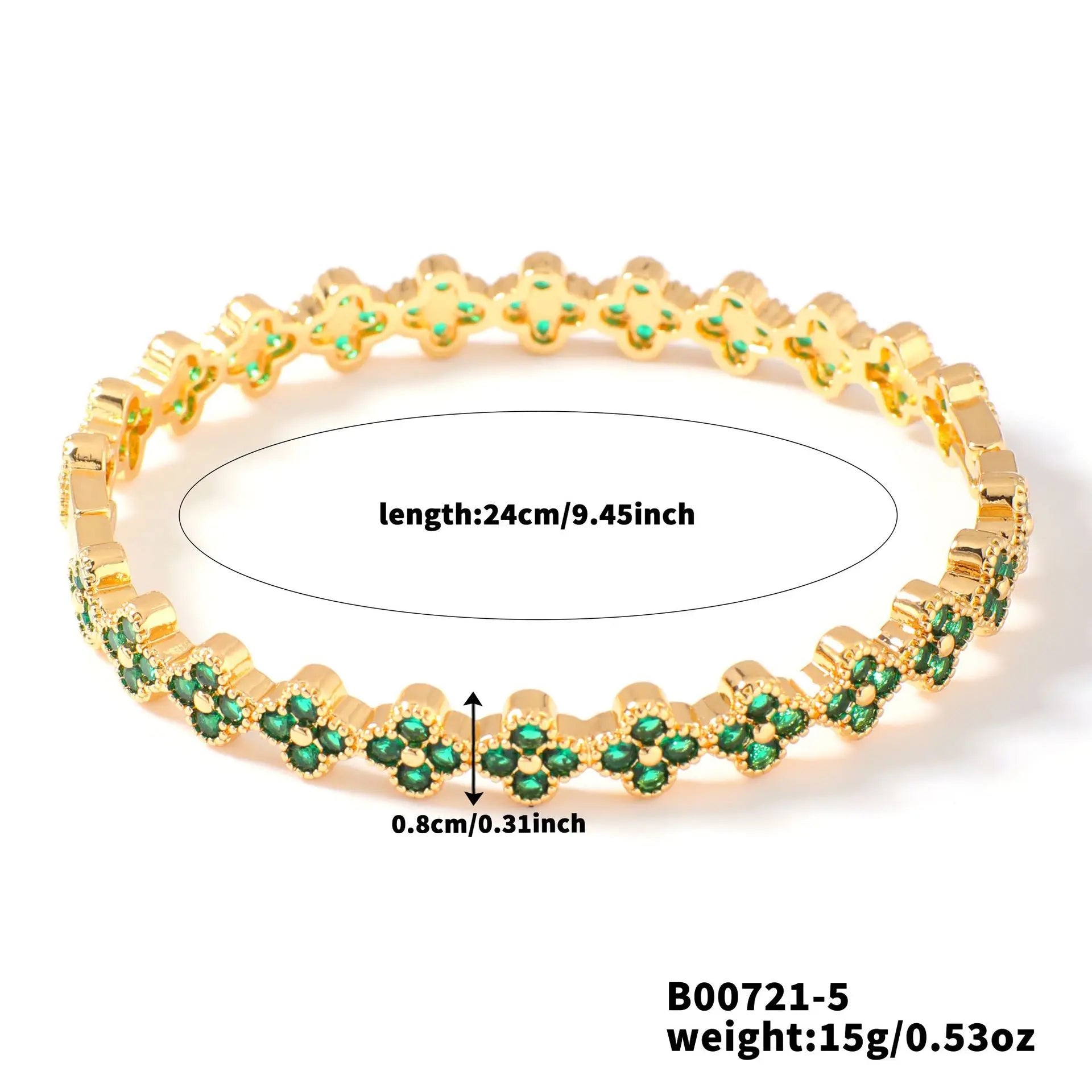 Four-leaf Flower Colorful Zircon Bangle