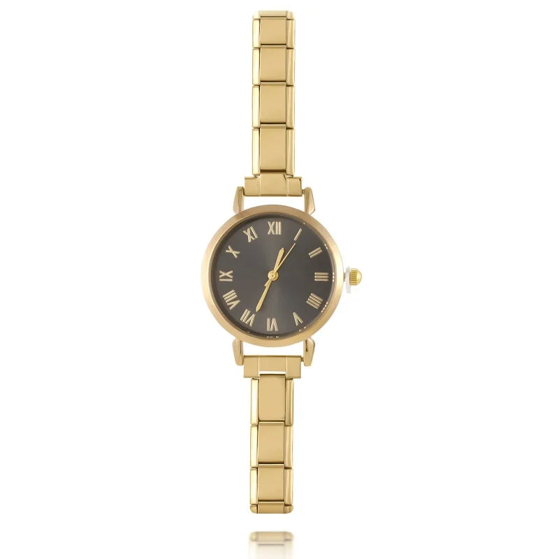 Men Women's Stainless Steel Round Simple Watch