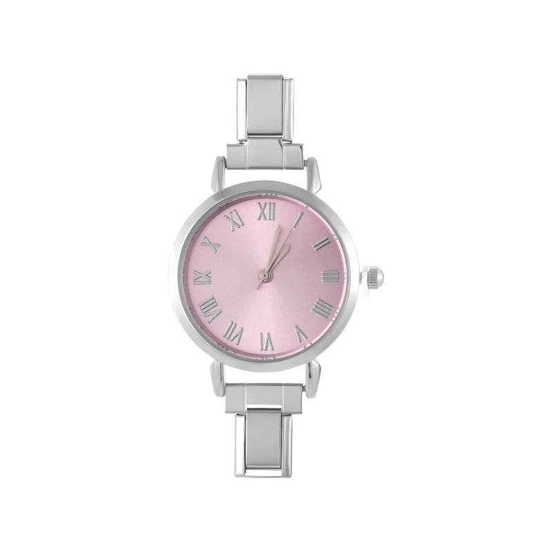 Men Women's Stainless Steel Round Simple Watch