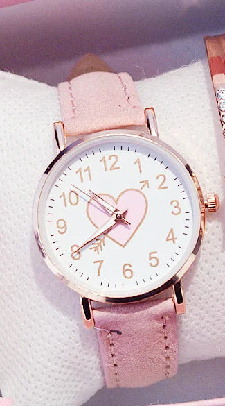 New Cute Heart-shaped Dial Children's Female Watch Female Student Fashion Watch Simple Girl