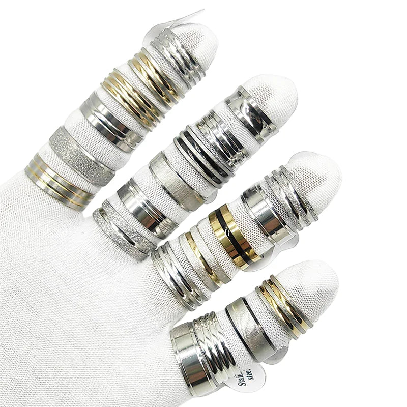 20pcs/Lot Factory Wholesale Hot Mix Style Simple Stainless Steel Finger Rings Men Women