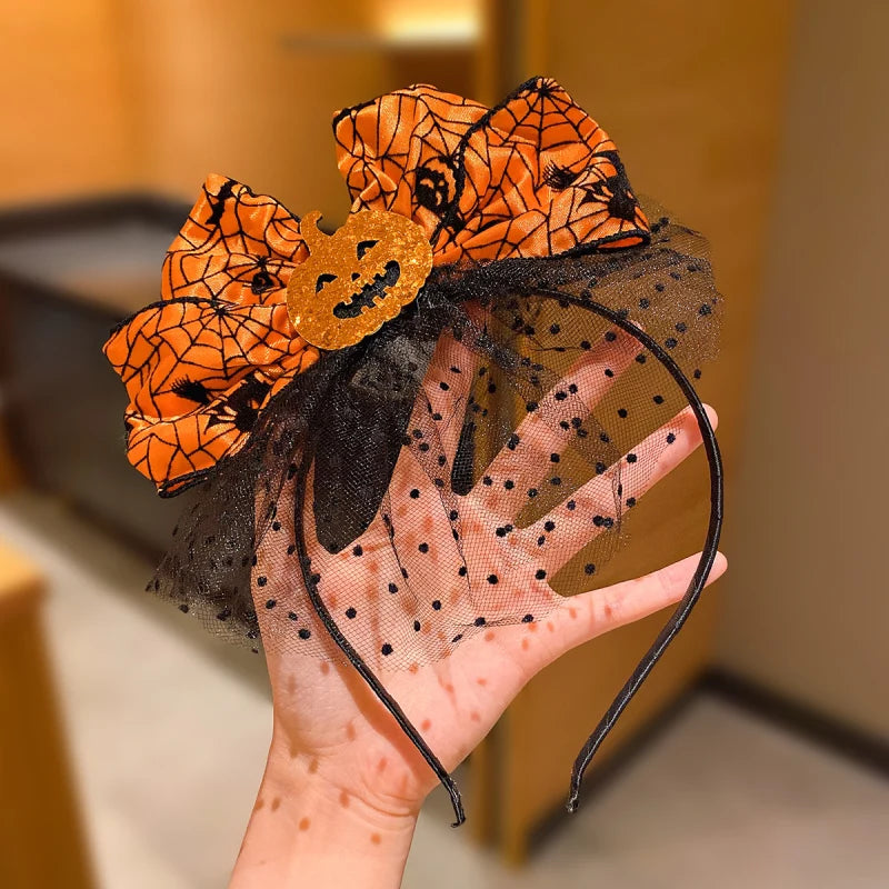 1/2pcspumpkin headed spider, bow tie mesh headband