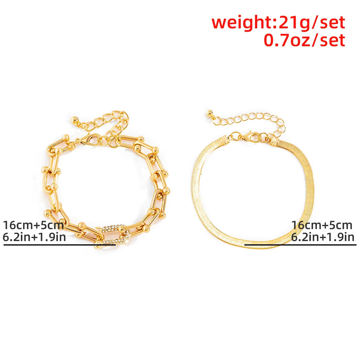 2Pcs/Set Fashion Statement Trendy Bracelet Stacking
