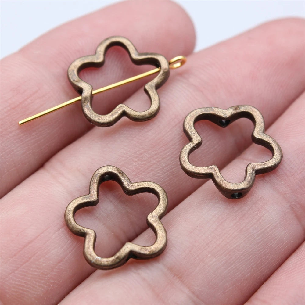 20pcs 16x16mm Flower Charms Small Holes Flower Charm Bead Hollow Flower