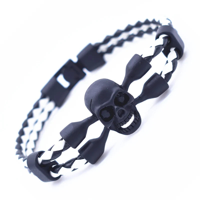 Vintage Black Skeleton Skull Charm Bracelets Bangles