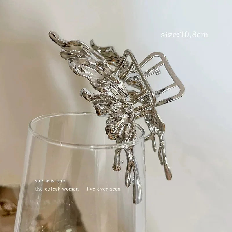 1Pcs Sliver Heart Hair Claw Clips