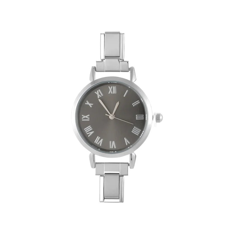 Men Women's Stainless Steel Round Simple Watch