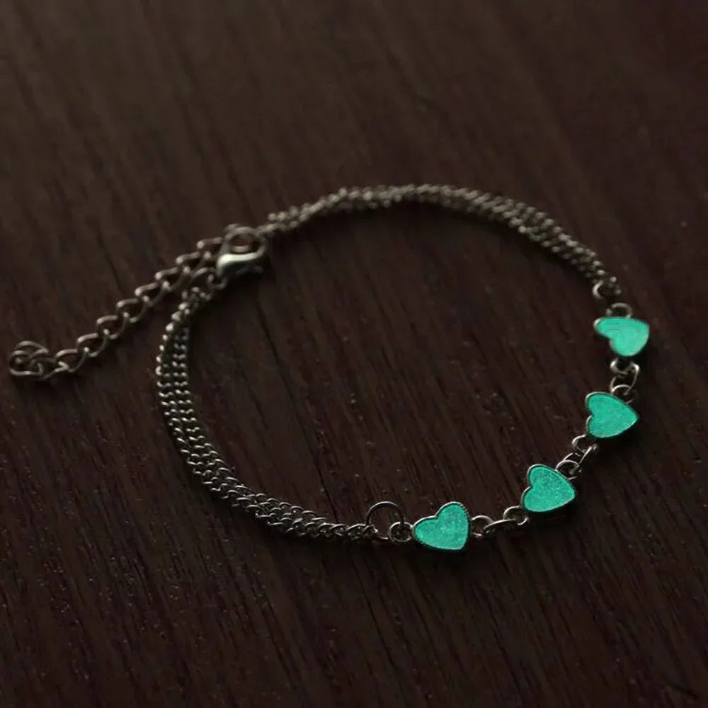 Fashion Star Flower Heart Fluorescent Luminous Glowing Bangle Glow In The Dark Bracelets for Women Men Halloween Gift