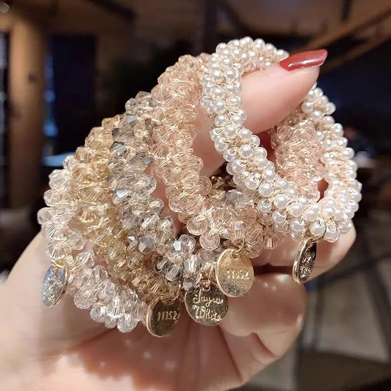 3pcs/set Crystal Pearl Beads Elastic Bands