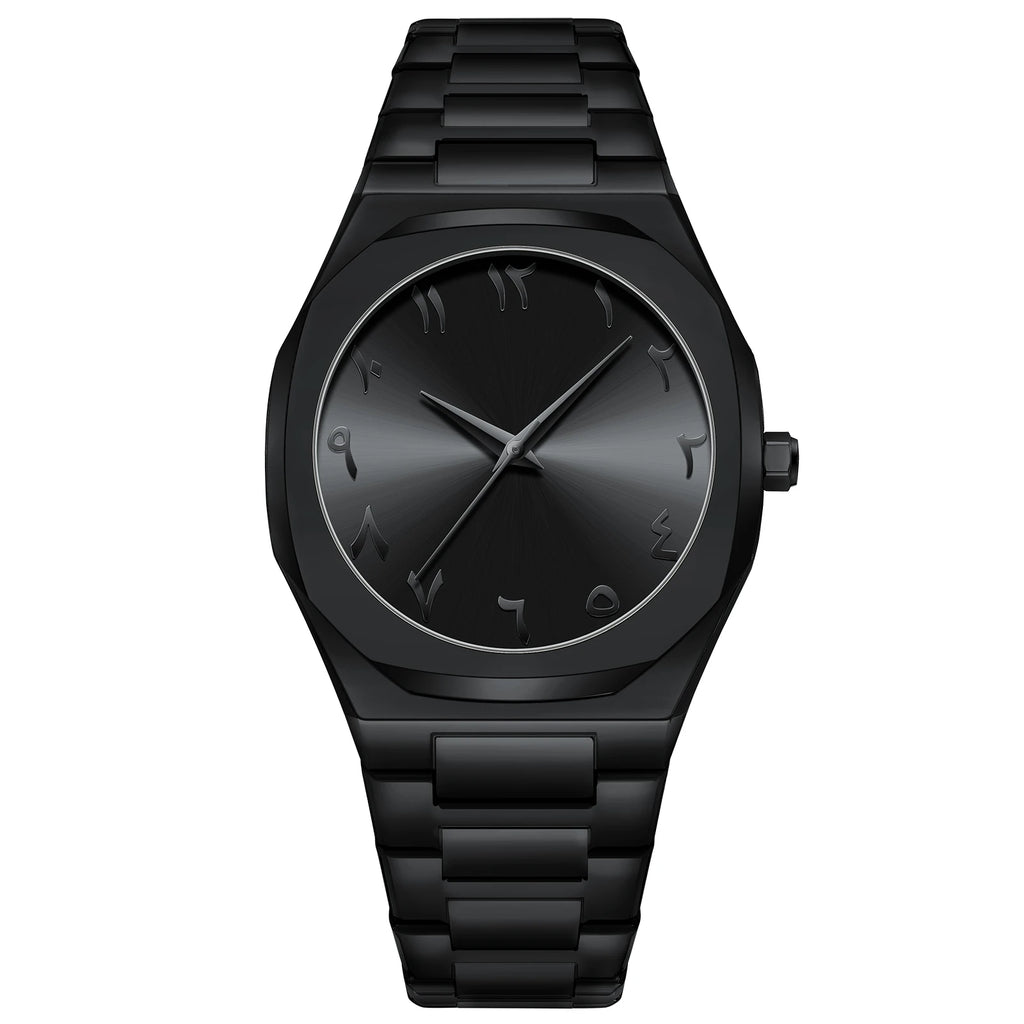 Modern minimalist personality creative all-black men's watch Arabic digital sports