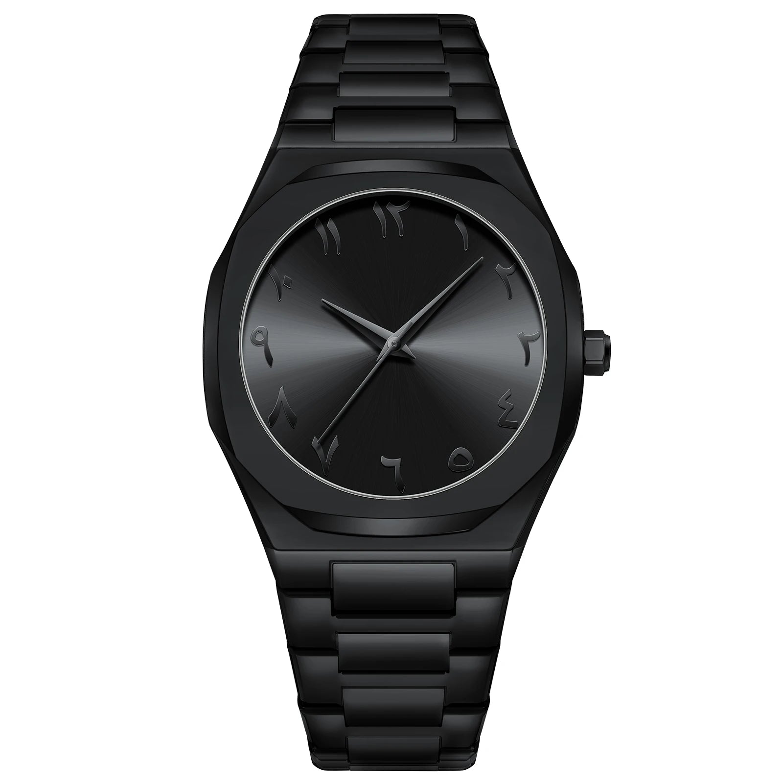 Modern minimalist personality creative all-black men's watch Arabic digital sports