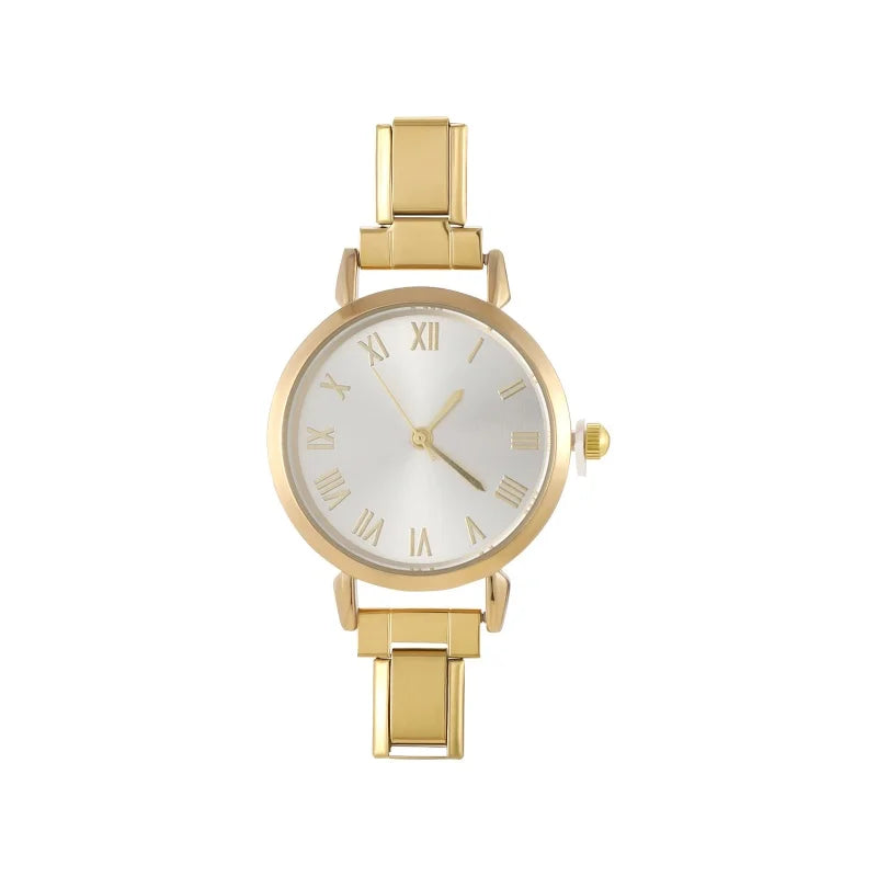 Men Women's Stainless Steel Round Simple Watch