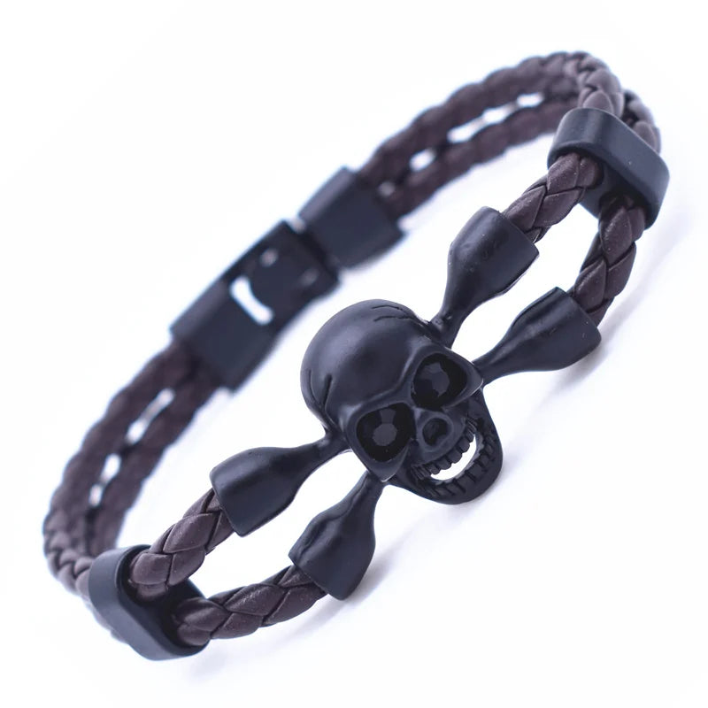 Vintage Black Skeleton Skull Charm Bracelets Bangles