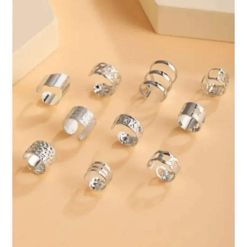 5/15 Pcs Set Of Hollow Leaf Design Clip On Earrings,