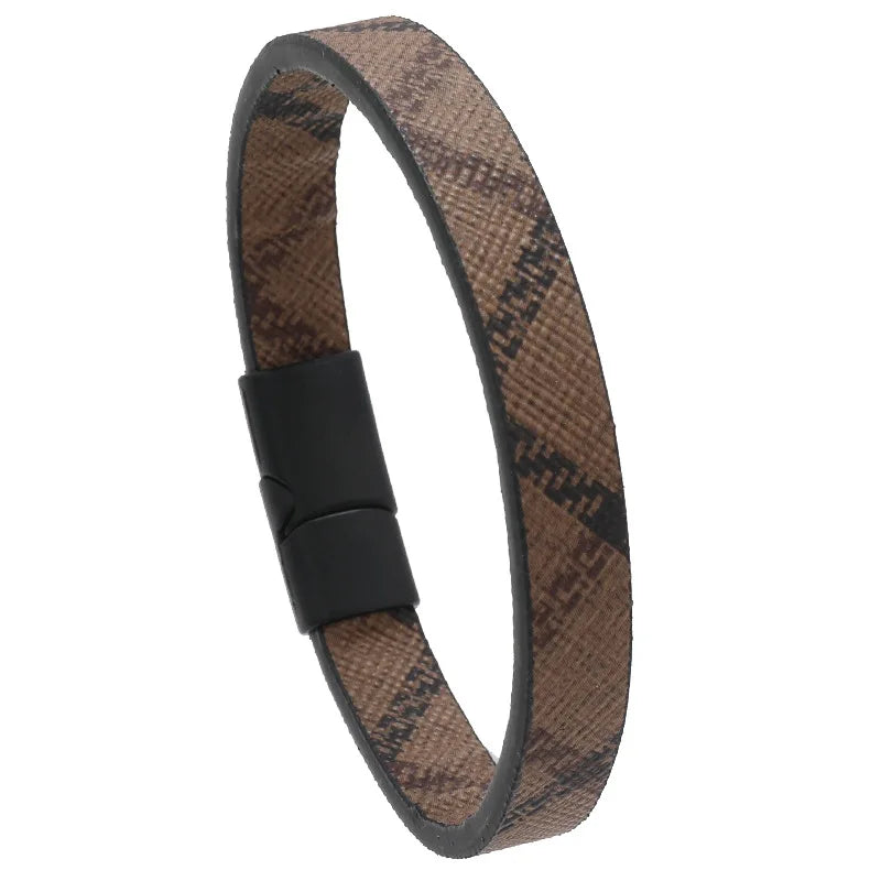 Trendy Leather Bracelets Men Stainless Steel Multilayer