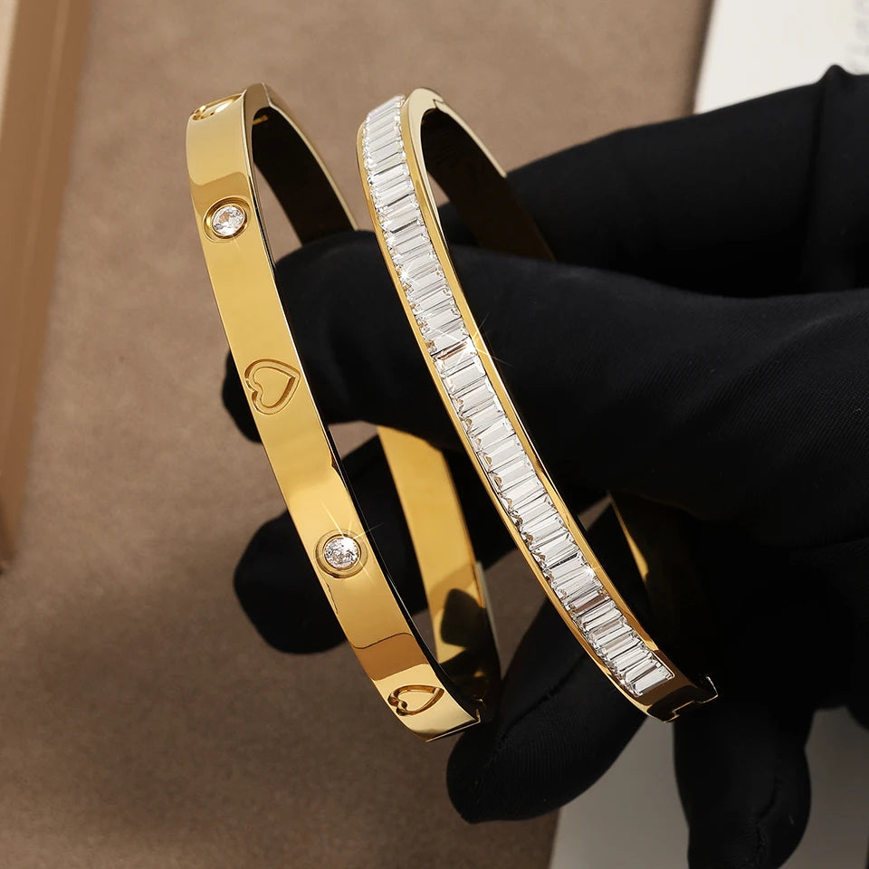 2 Pieces Stainless Steel Bangle Bracelet