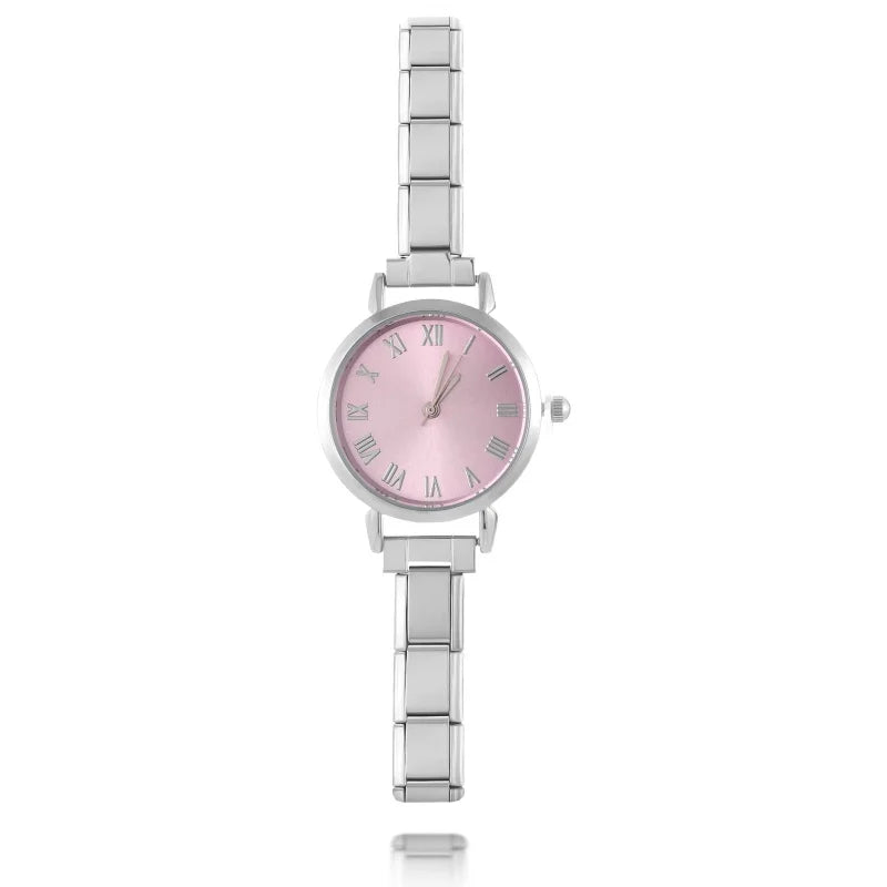 Men Women's Stainless Steel Round Simple Watch