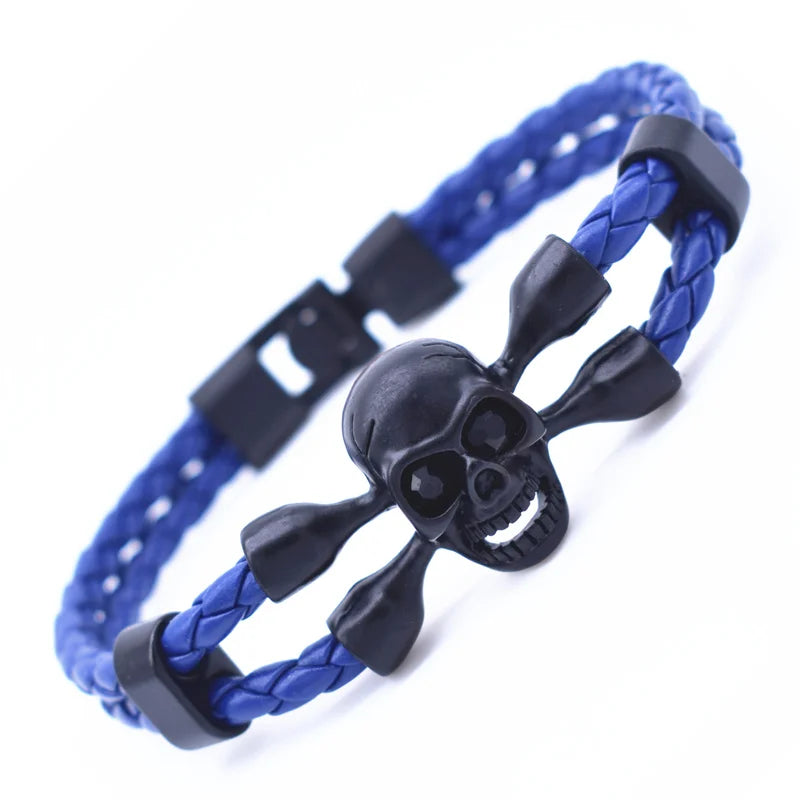 Vintage Black Skeleton Skull Charm Bracelets Bangles