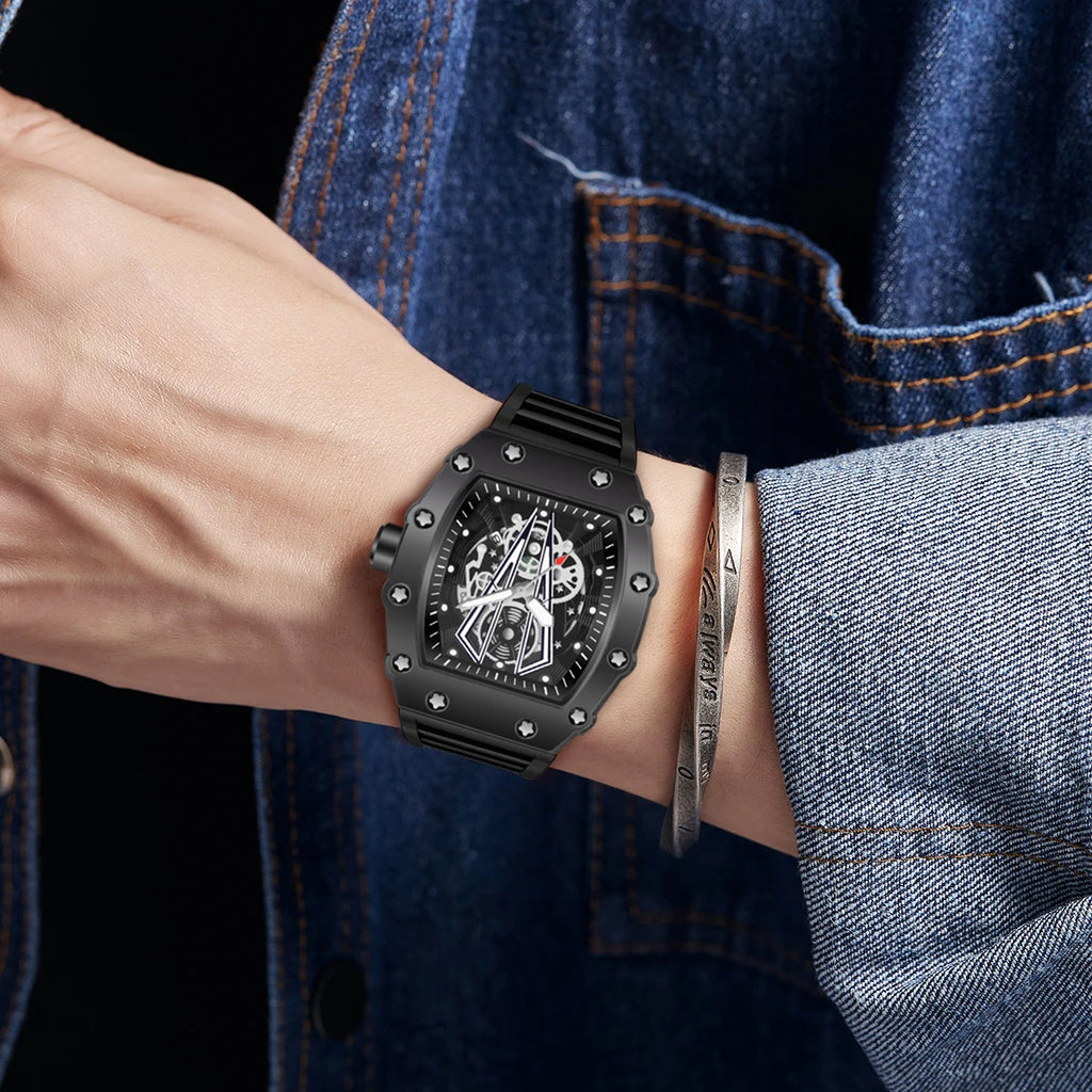 Watches Luxury Fashion Large Dial Quartz Clock 30M Waterproof Sport Square Luminous Watch For Men Silicone Strap Man