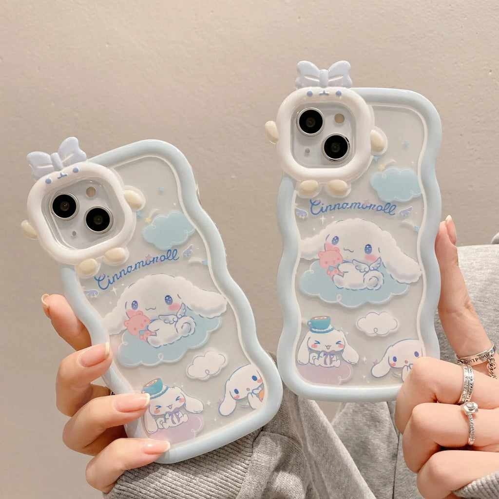 Kawaii Sanrio Cinnamoroll Phone Case For iPhone 16 15 14 13 12 Shell 11 Pro Max XR XS MAX X 7 8 Back Cover Y2k Girl Gift Coque