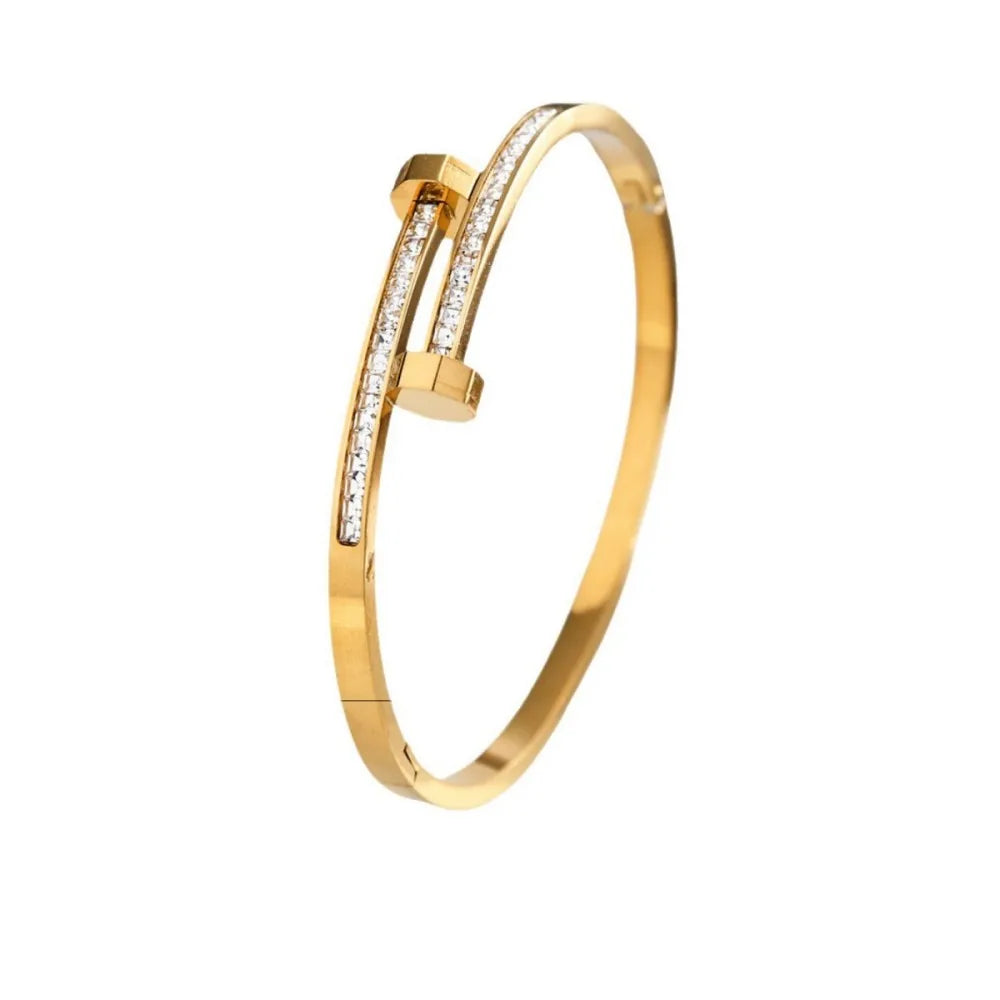 Titanium Steel Stacked Bracelet Zircon