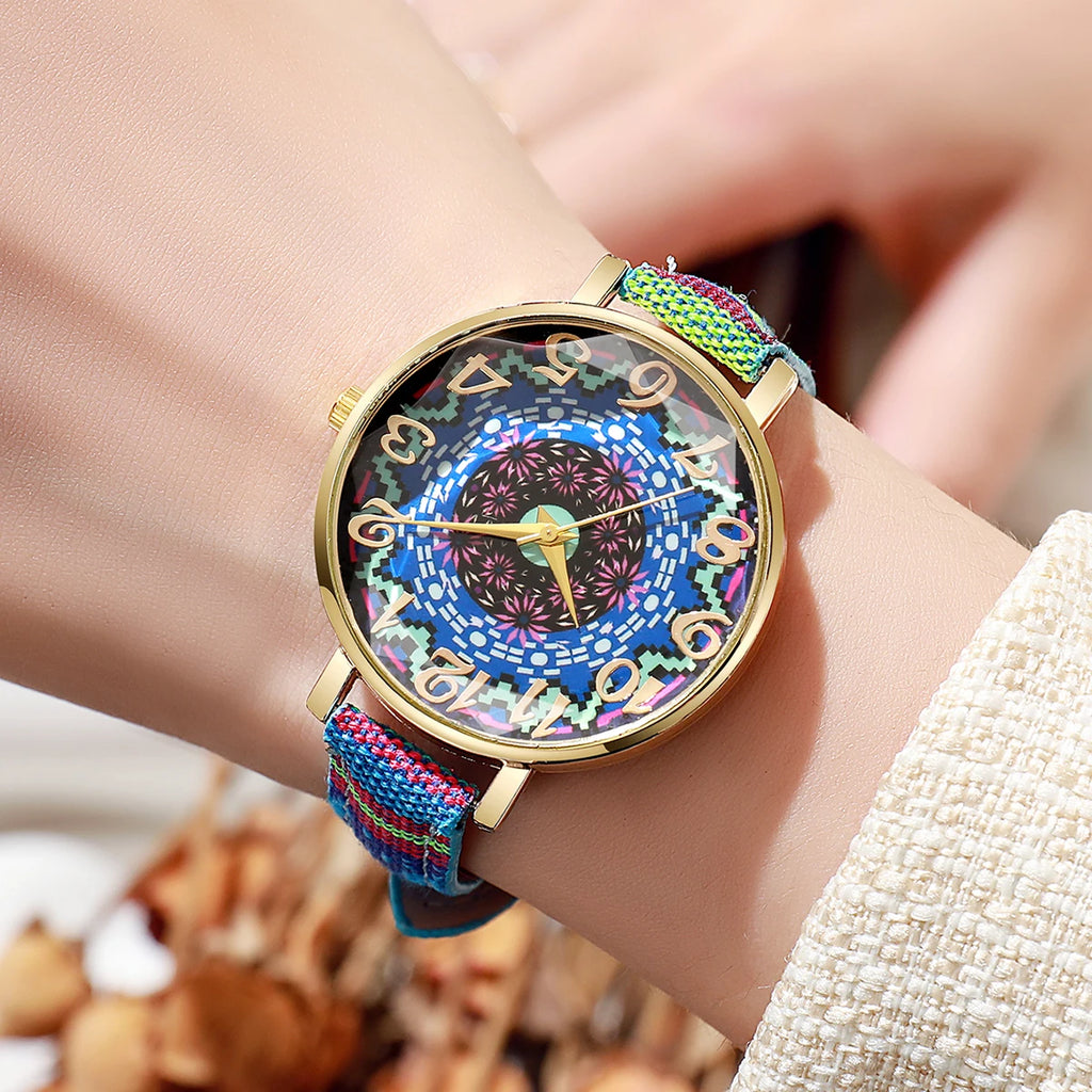 Fashion Women Leather Strap Quartz Watch Vintage