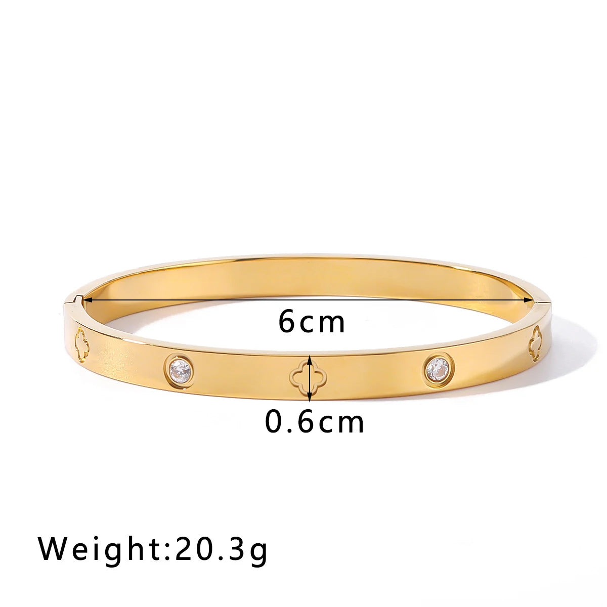 Gold Color Stainless Steel Bangle For Women Inlaid Zirconia Love Bracelets