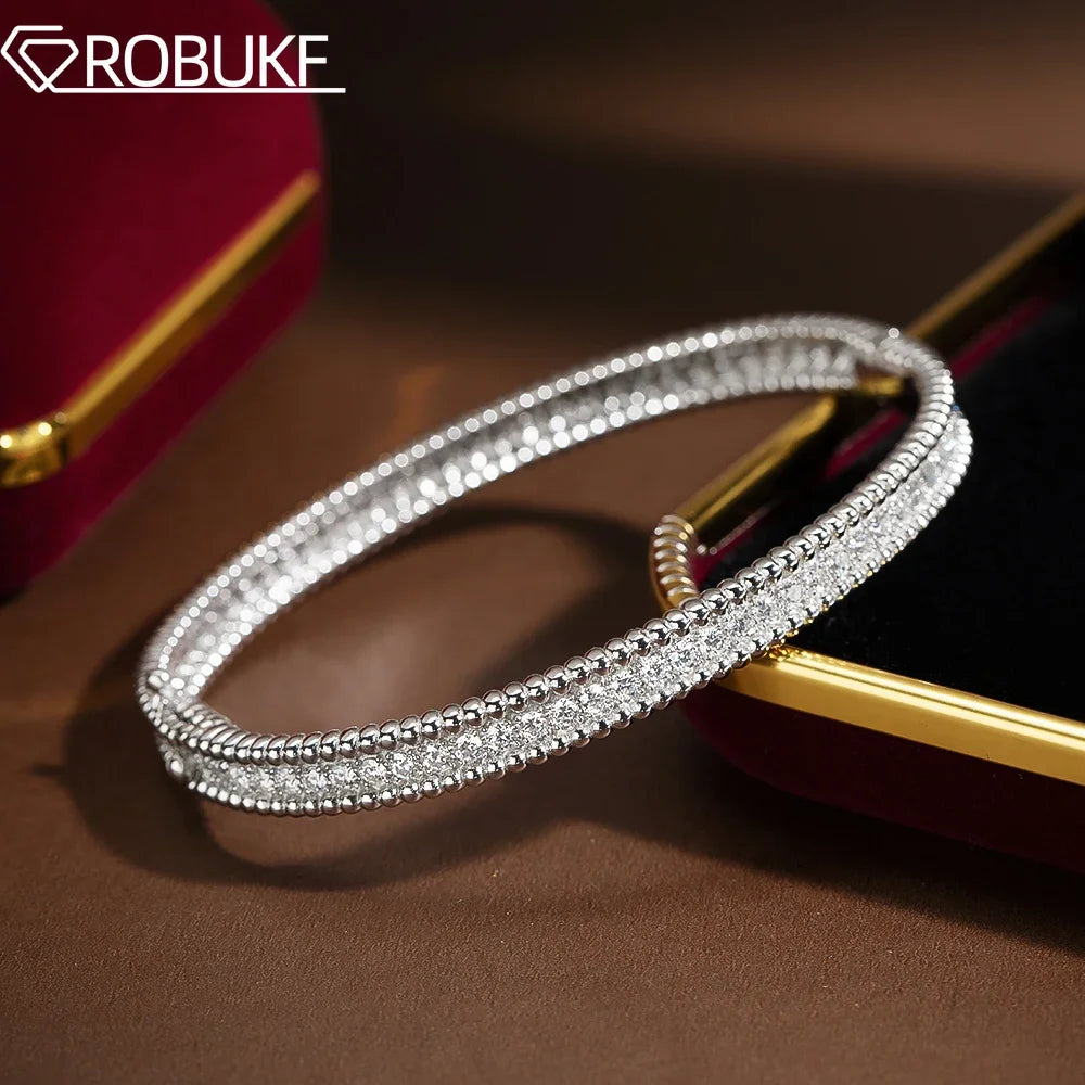 Bracelets with  Certified Sterling Silver Plated 18K Gold Luxury Fine Jewelry Bangle For Women
