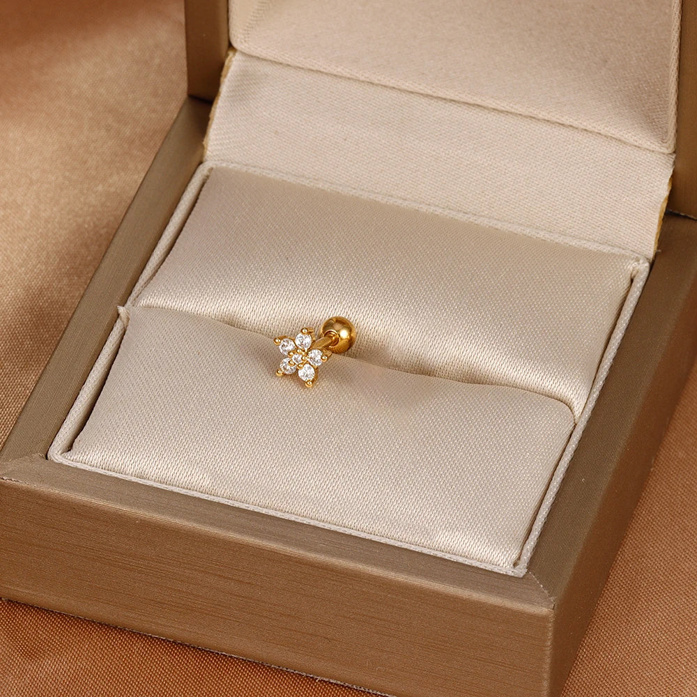1PC  Stainless Steel Mini Zircon Cartilage Piercing Stud Earring