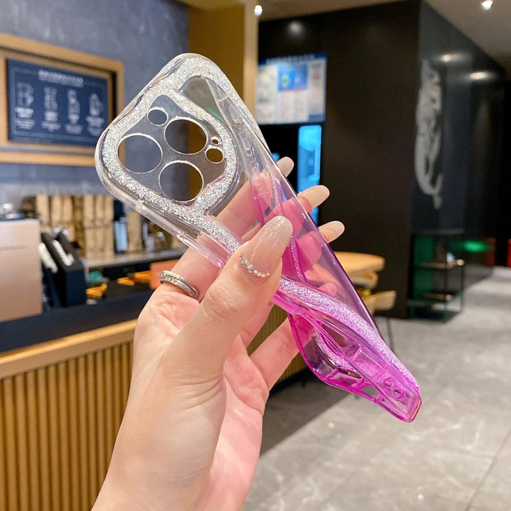 Cute Wave Glitter Border Soft Silicone Phone Case