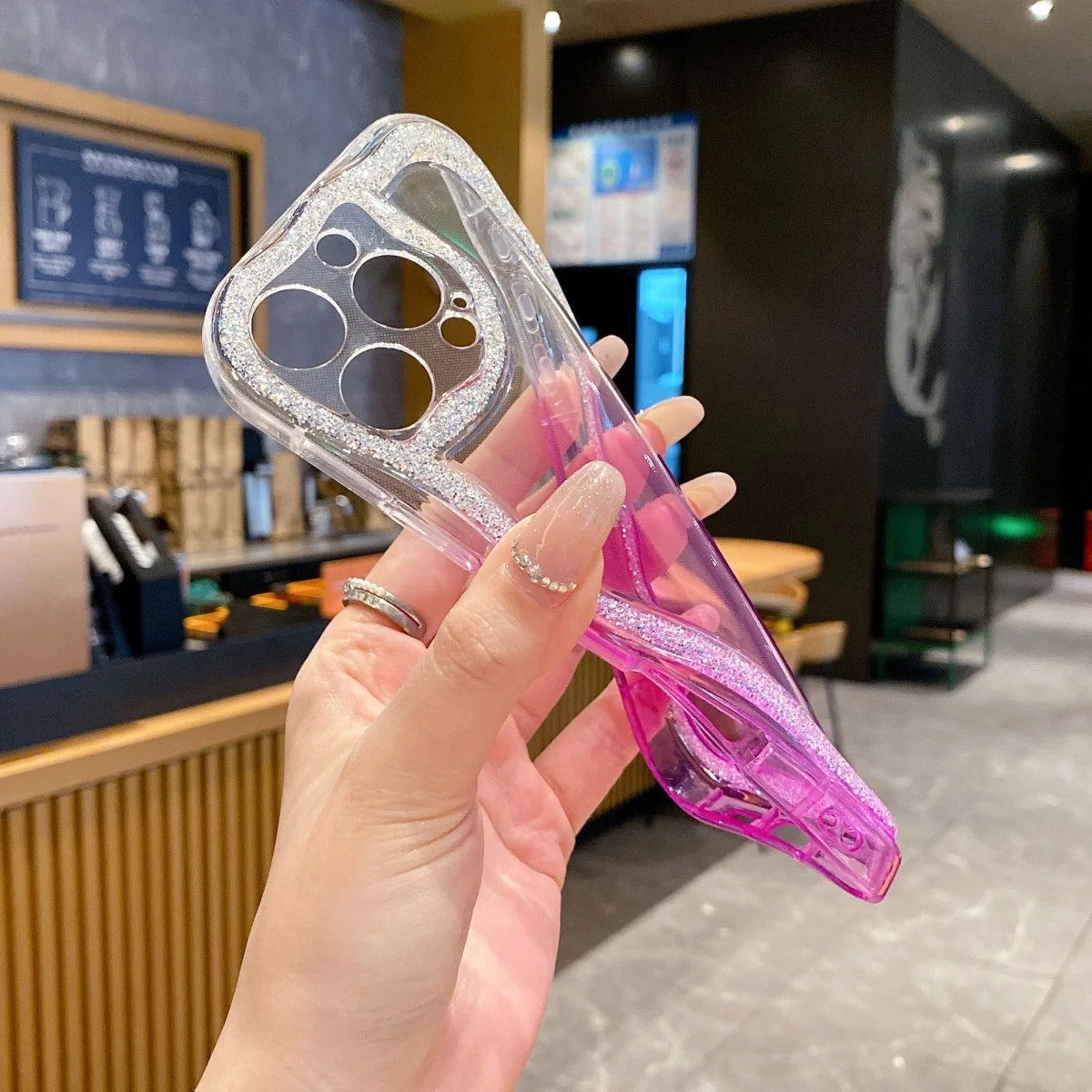 Cute Wave Glitter Border Soft Silicone Phone Case