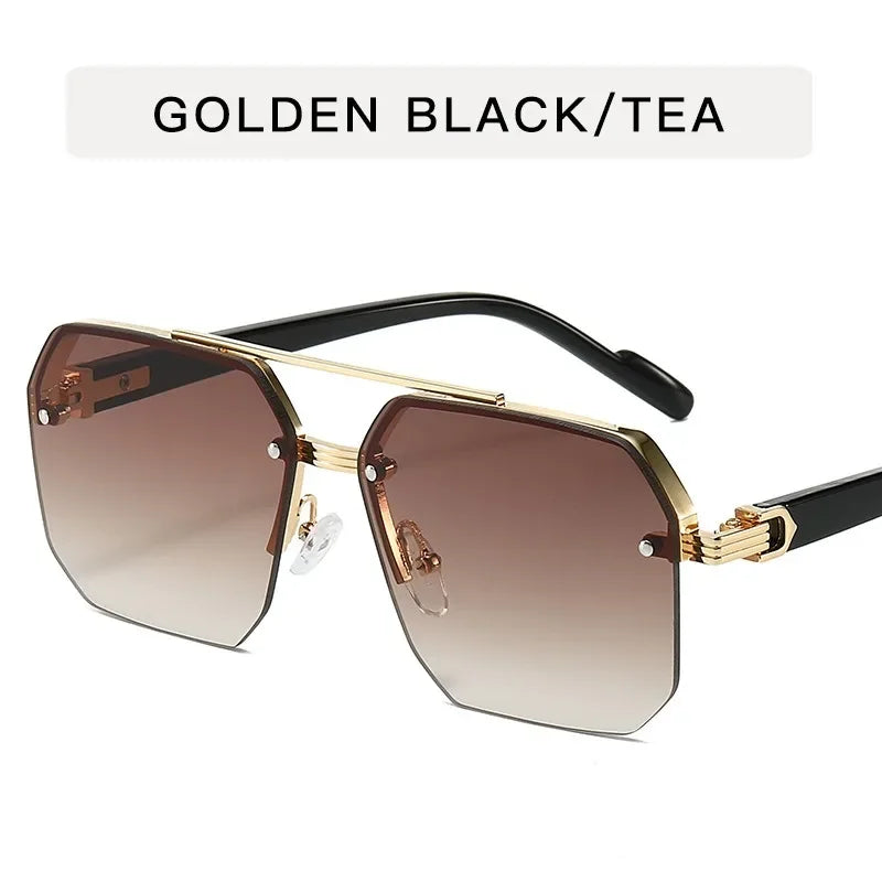Men's Metal Sunglasses Square Half Frame