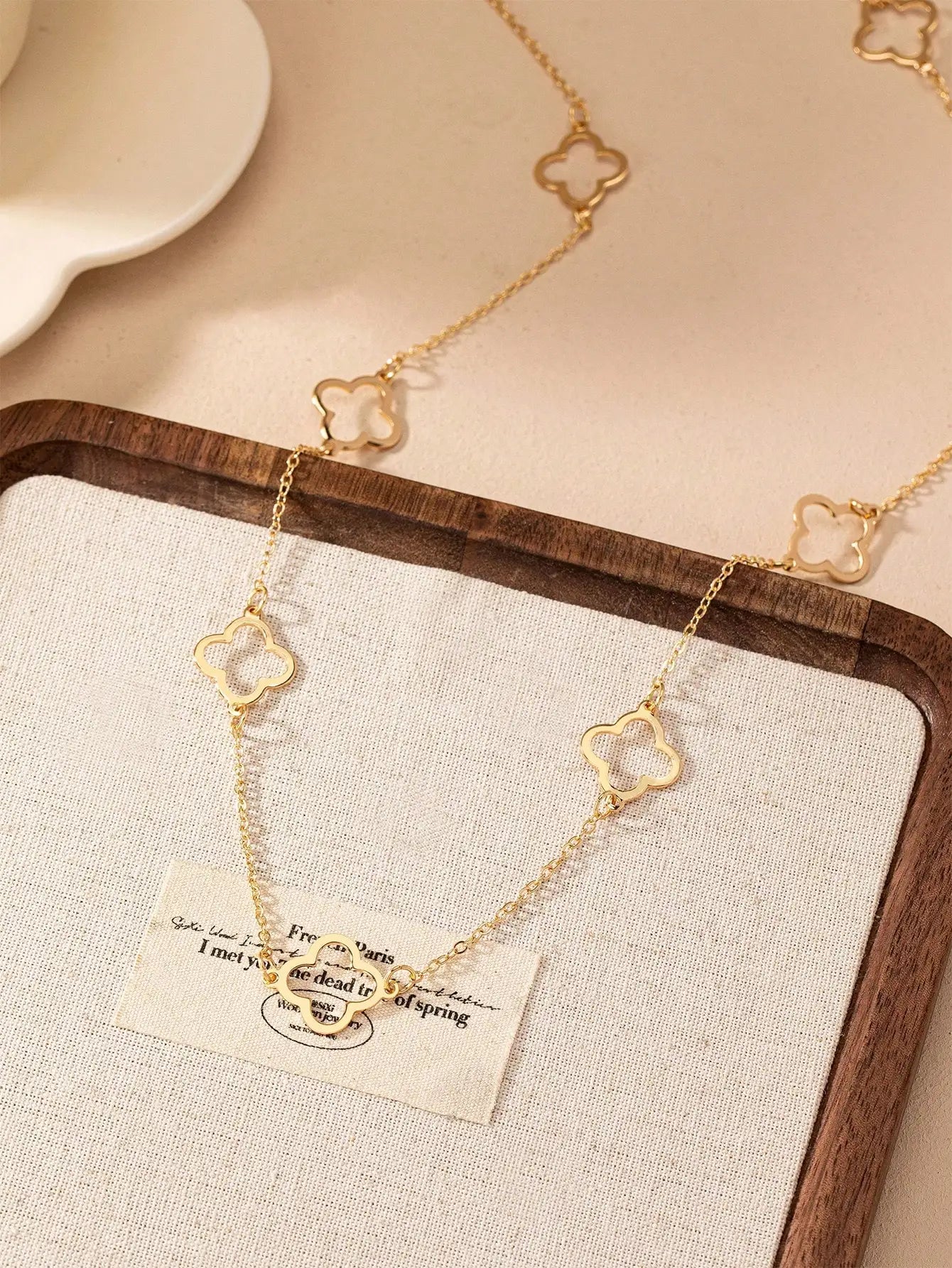 Gold Four Leaf Clover Necklace Clover Pendant Station Necklaces