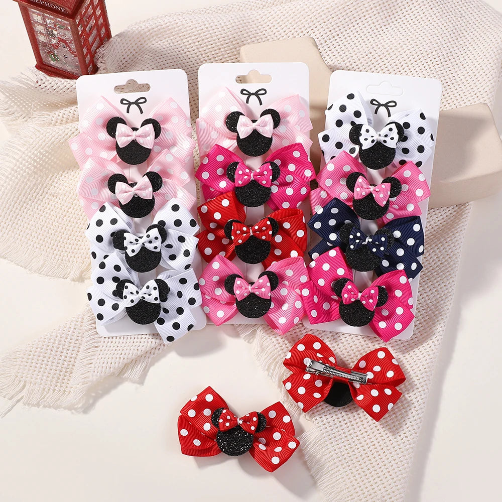 4Pcs/lot Baby Girl Lovely Polka Dot Bow Hair Clips