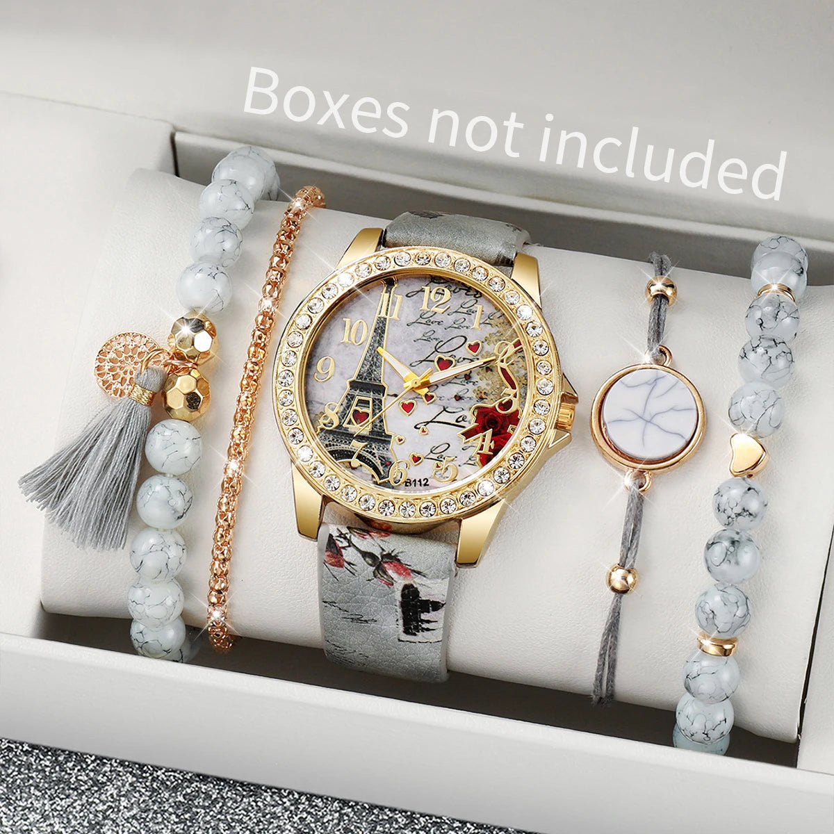 3/4/5PCS Fashion Rhinestone Women's Watch Flowers