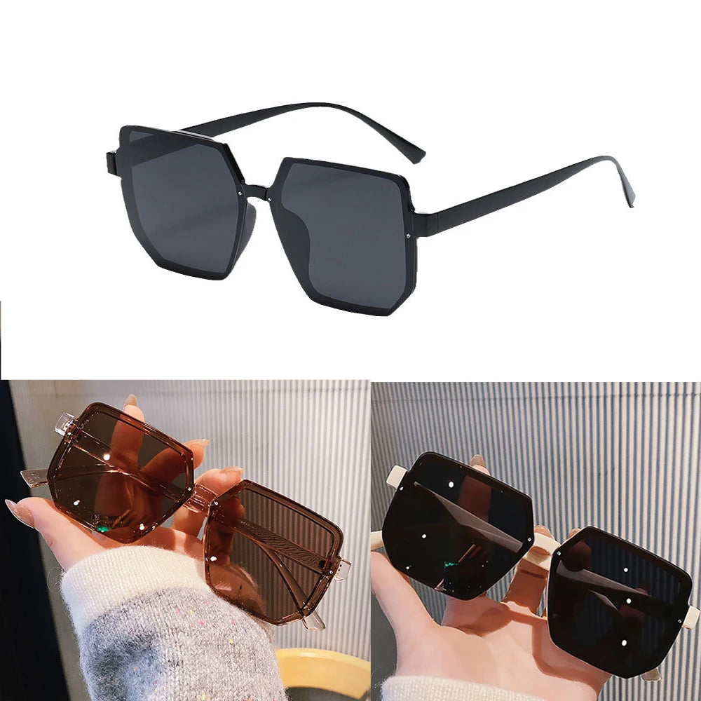 Big Frame Vintage Sunglasses Women Men Brand Square Sun Glasses