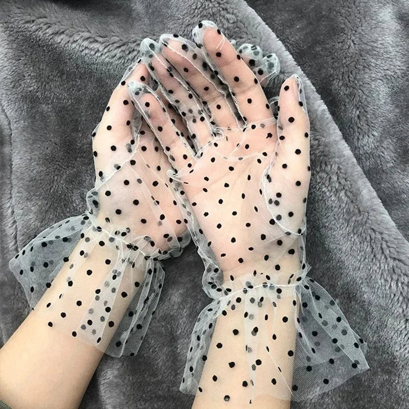 1pc Sexy Transparentes Dot Print Black White Mesh Tulle