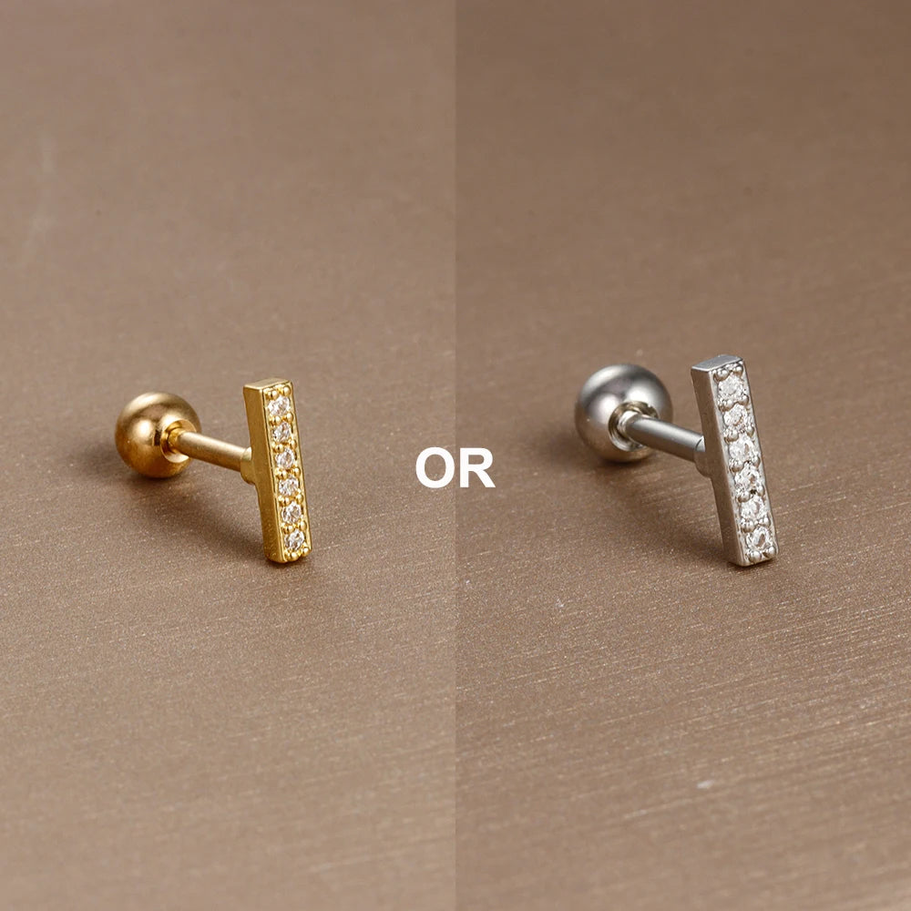 1PC  Stainless Steel Mini Zircon Cartilage Piercing Stud Earring