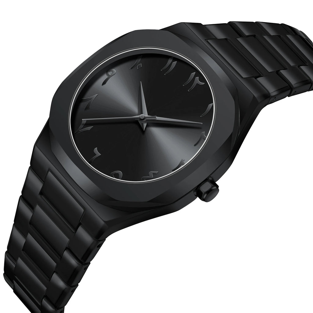 Modern minimalist personality creative all-black men's watch Arabic digital sports