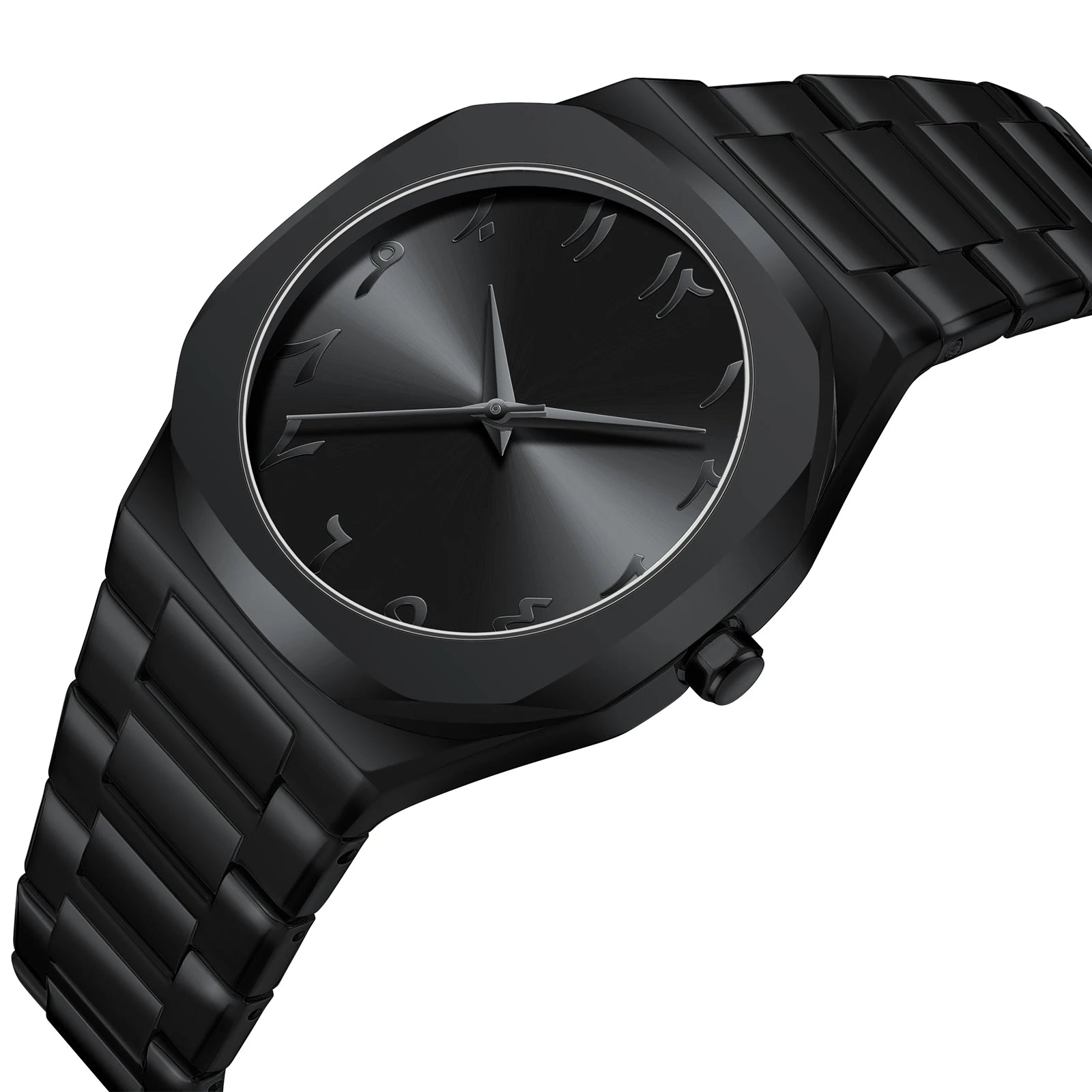 Modern minimalist personality creative all-black men's watch Arabic digital sports