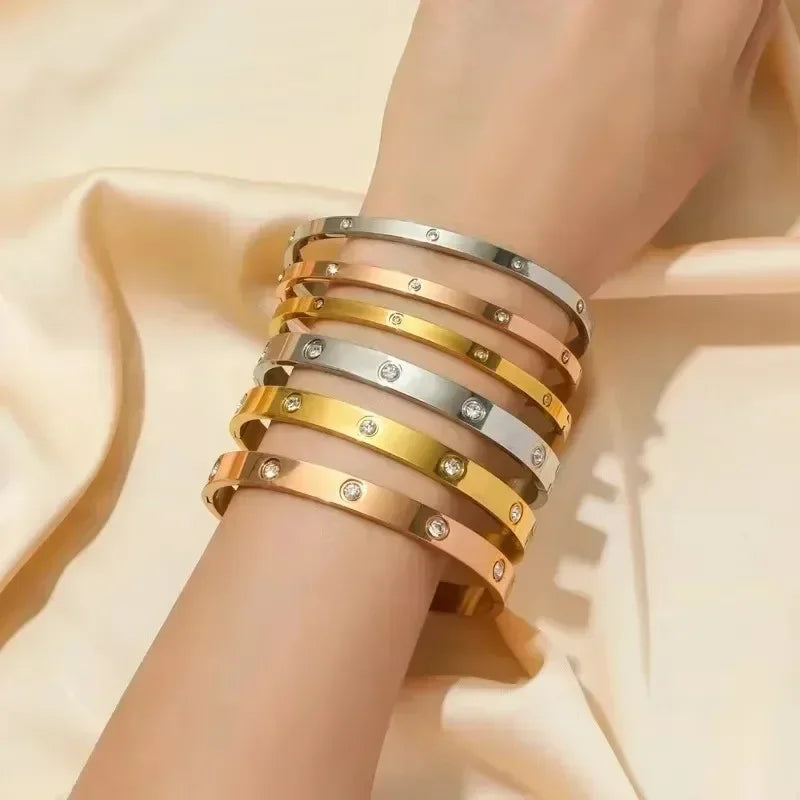 Stainless Steel Cubic Zirconia Bracelet for Women Men
