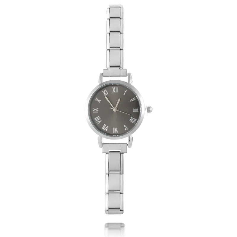 Men Women's Stainless Steel Round Simple Watch