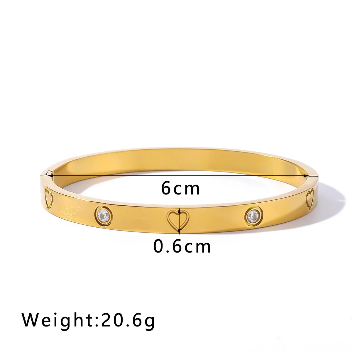 Gold Color Stainless Steel Bangle For Women Inlaid Zirconia Love Bracelets