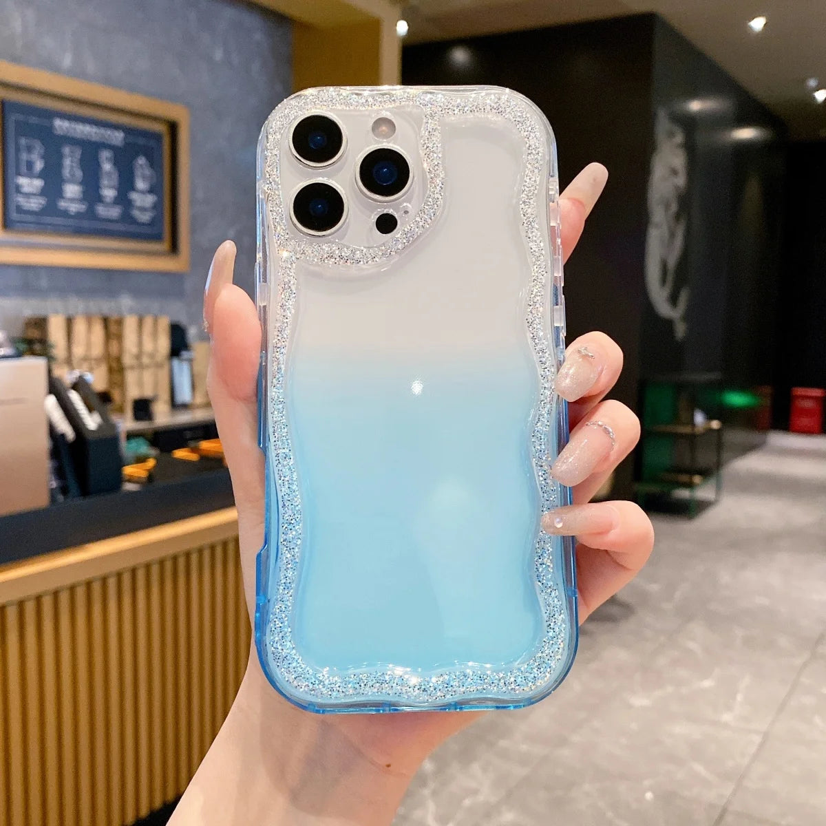 Cute Wave Glitter Border Soft Silicone Phone Case