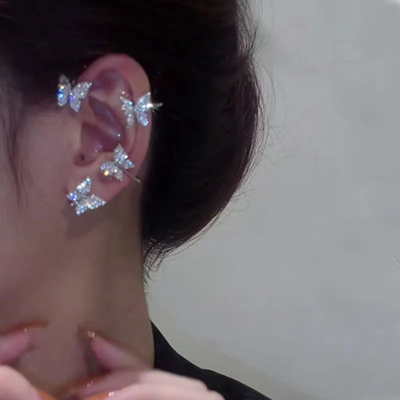 Style Butterfly Ear Clips Without Piercing For Women Sparkling Zircon Ear