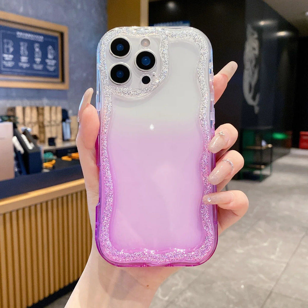 Cute Wave Glitter Border Soft Silicone Phone Case