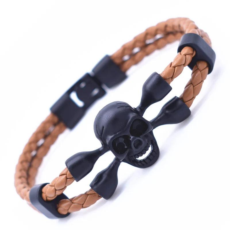 Vintage Black Skeleton Skull Charm Bracelets Bangles